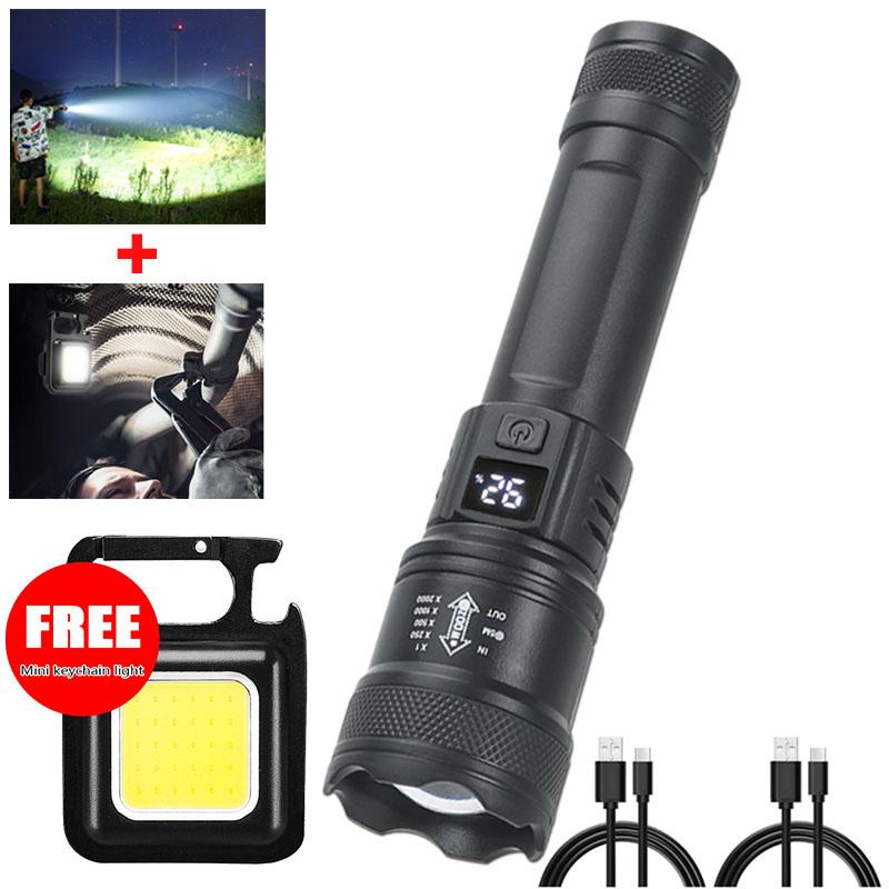 High Power Led Flashlight Rechargeable Super Bright Torch Zoom Usb Hand Lantern For Camping, Outdoor & Emergency Use