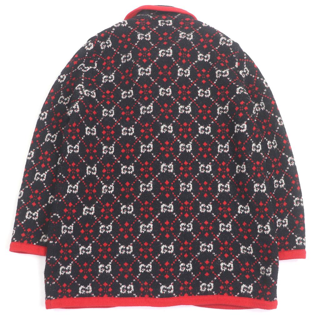 Great GUCCI cardigan Tiger head gold button GG jacquard black Used