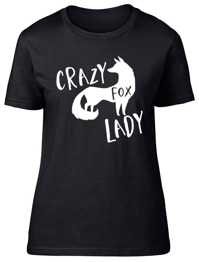 

Crazy Fox Lady Ladies Womens Fitted T-Shirt Animal Birthday Gift Tee M