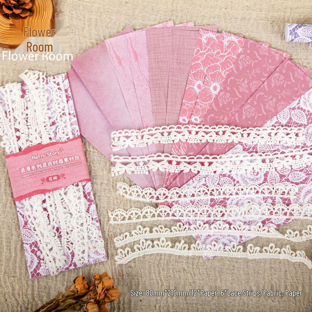 RetroStory Romantic Lace Trim Collage & Journaling Base Decoration Pack for Ita Bag
