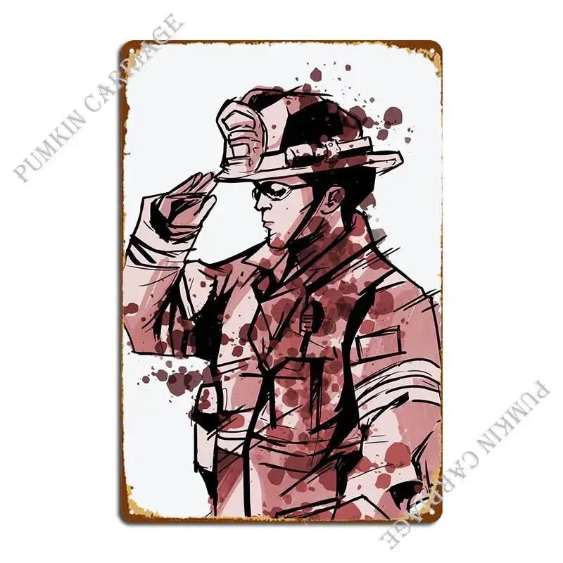 Firefighter Aquarell Metal Sign Plaques Wall Plaque Design Pub Personalized Wall Pub Tin Sign Poster 20x30cm(7.8x11.8inch)