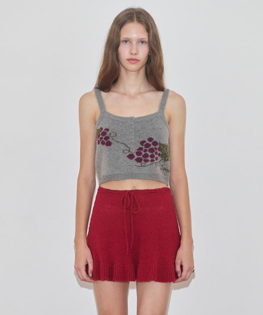 Sinun Flare Knit Skirt & Cape (Red)
