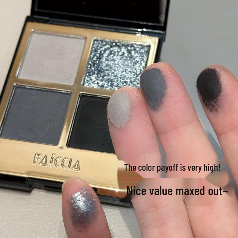 

FAICCIA Fei Xi Mojito Four-Color Eyeshadow: Brown Earth Tone, Smoky Matte, Shimmer, Blue System. 8.5g