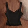 Solid Color Slim Lace Crop Top Patchwork Lace Sling Tank Ins Style Spaghetti Y2k Top  Beach
