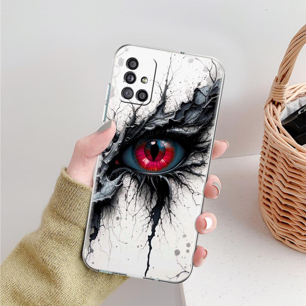 Phone Case For Samsung A15 A13 A35 A55 A51 A71 A41 A31 A21S A05 A17 A23 A25 A33 A53 A73 5G A07 4G Cover Scary Devil Eye Pattern