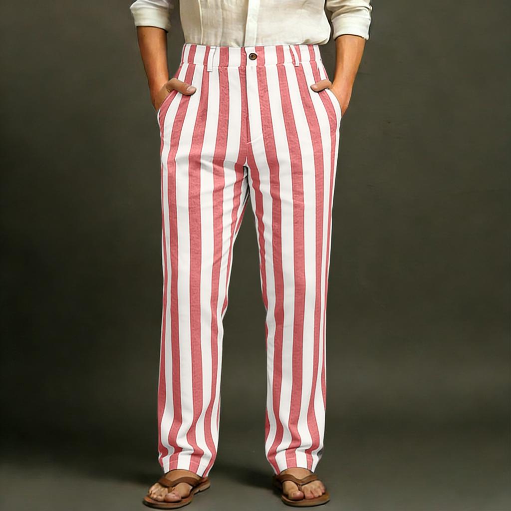 Men's Sporty Casual Striped Elastic Waist Straight Leg Pants