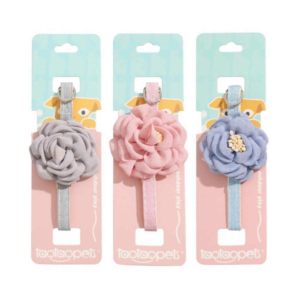 Soft Pet Cat Collar with 3D Flower Buckle Dog Leash New Cats Collar  Pet Decorative
