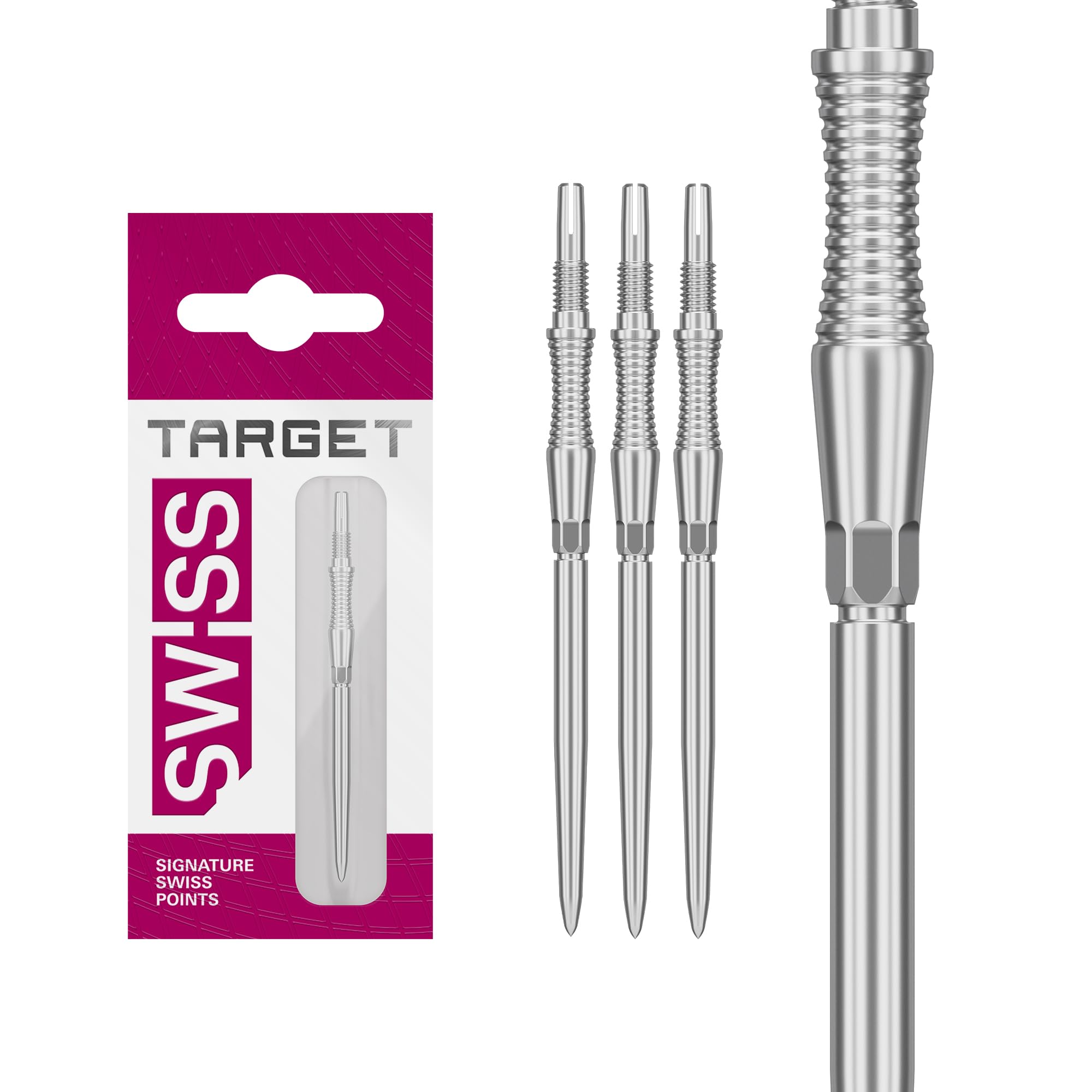 Target Darts Swiss Point Storm Darts Points, RST (3-Piece Tip) 42MM - silver серебряный