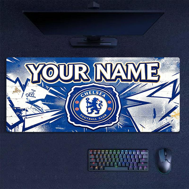 Custom Name,Chelsea Mouse Pad, Large Gaming Desk Mat, Non-slip XXL Mousepad for Laptop & Tablet, Mini PC Playmat with Stitched Edges