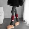 2pairs American Retro Cashmere Color Blocking Long Sock Winter Warm Knitted Leg Warmers for Women Lolita JK Boot Cover Stockings
