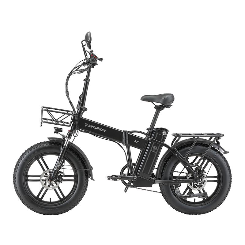 Bicicleta Eléctrica Fat Plegable SINOHON AW20, Autonomía Máxima 120KM, Velocidad Máxima 45KM/H, Doble Suspensión, Frenos Hidráulicos, Ruedas de 20'', Ebike Todoterreno con Cesta de Almacenamiento