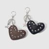 Love Heart Leather Keychain with Rivet Design – High-End Accessory