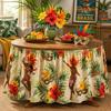 Tropical Plant Print Round Tablecloth Carnival Party Decor Festive Table Skirt In Geometric Abstract Design