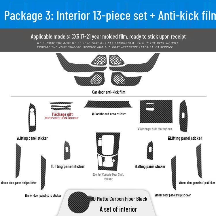 Mazda CX5/CX30 (17-21) Interior Carbon Fiber Sticker - Damage-Free Replacement