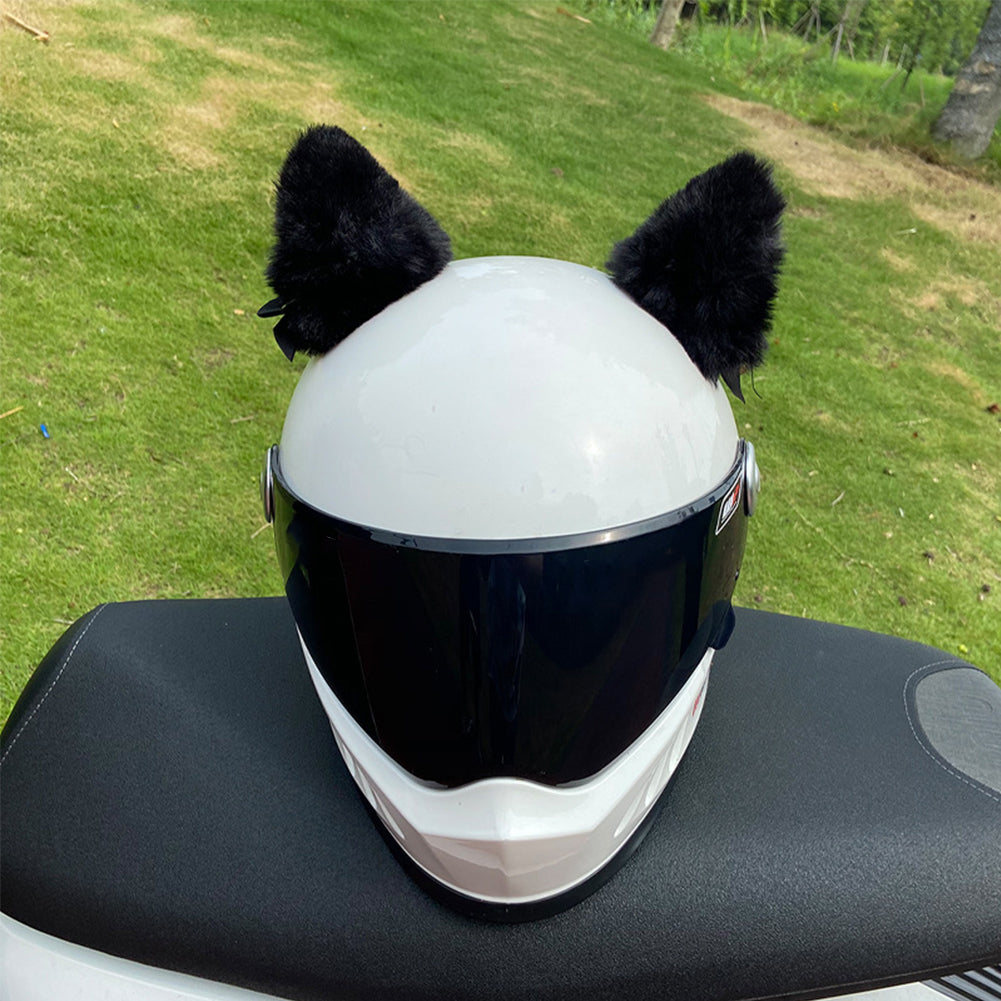 

Universal 1Pair Motorcycle Helmet Plush Cat Ears Decoration Motocross Helmet Cosplay Plush Full Face Off Road Helmet Decor чорний