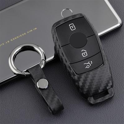 For Mercedes-Benz Carbon Fiber Smart Car Key Case Cover Fob Holder Accessories