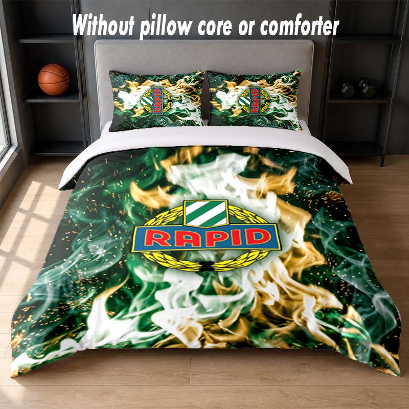 Rapid Wien FC Design Bed Bedding Set 1 Duvet Cover + 2 Pillowcases Soft Breathable Household Bed Linens