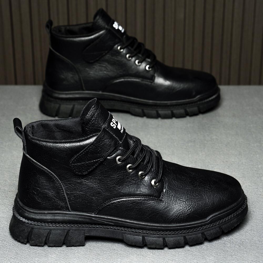 Fashion Men's Casual Boots Spring and Autumn British Workwear Boots Non Slip Soft Sole Comfort Outdoor Mid Top Leather Shoes Zapatillas