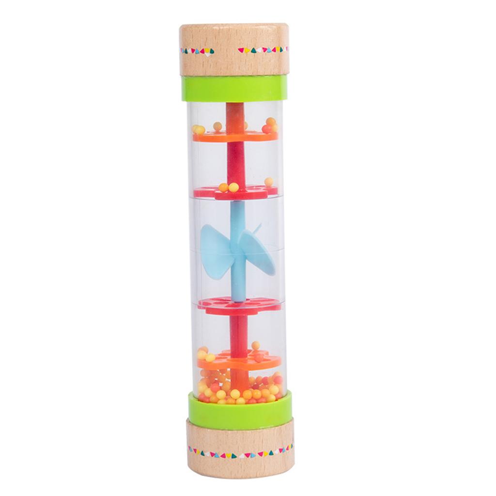 Baby Rainmaker Rain Stick Simulation Wooden Rainbow Rattle Rainmaker Toy Raindrops Musical Instrument Colorful Rain