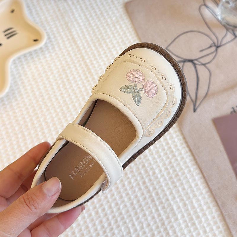 Frühlingskirsche Weichsohlen Lederschuhe für Mädchen – Stilvolle Kleinkind Performance Schuhe