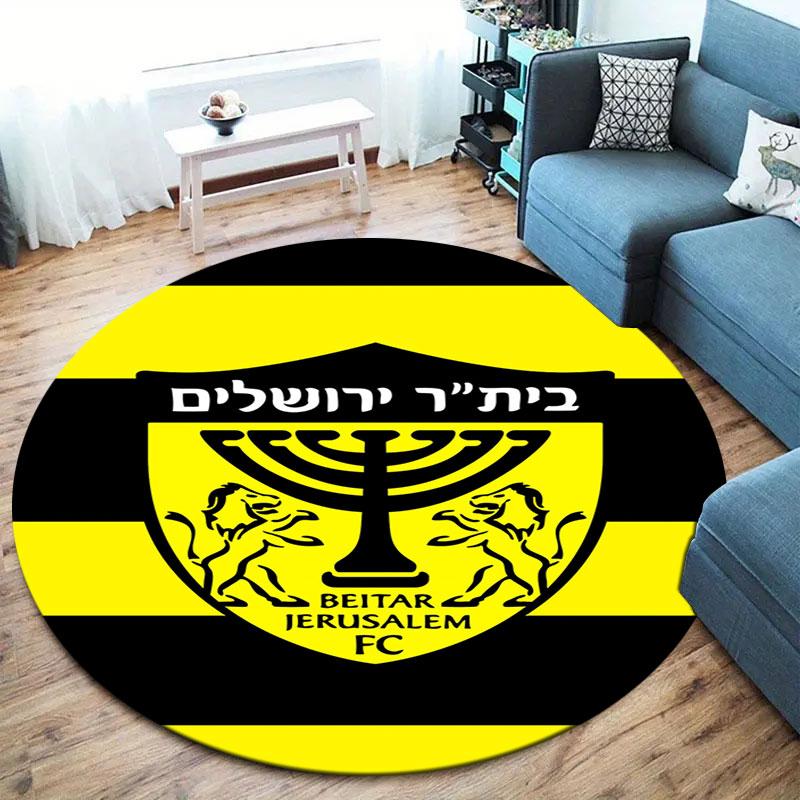 Beitar Jerusalem F.C Runder Teppich, Teppich für Wohnzimmer Schlafzimmer Sofa Spielzimmer Dekoration, Rutschfeste Fußmatte