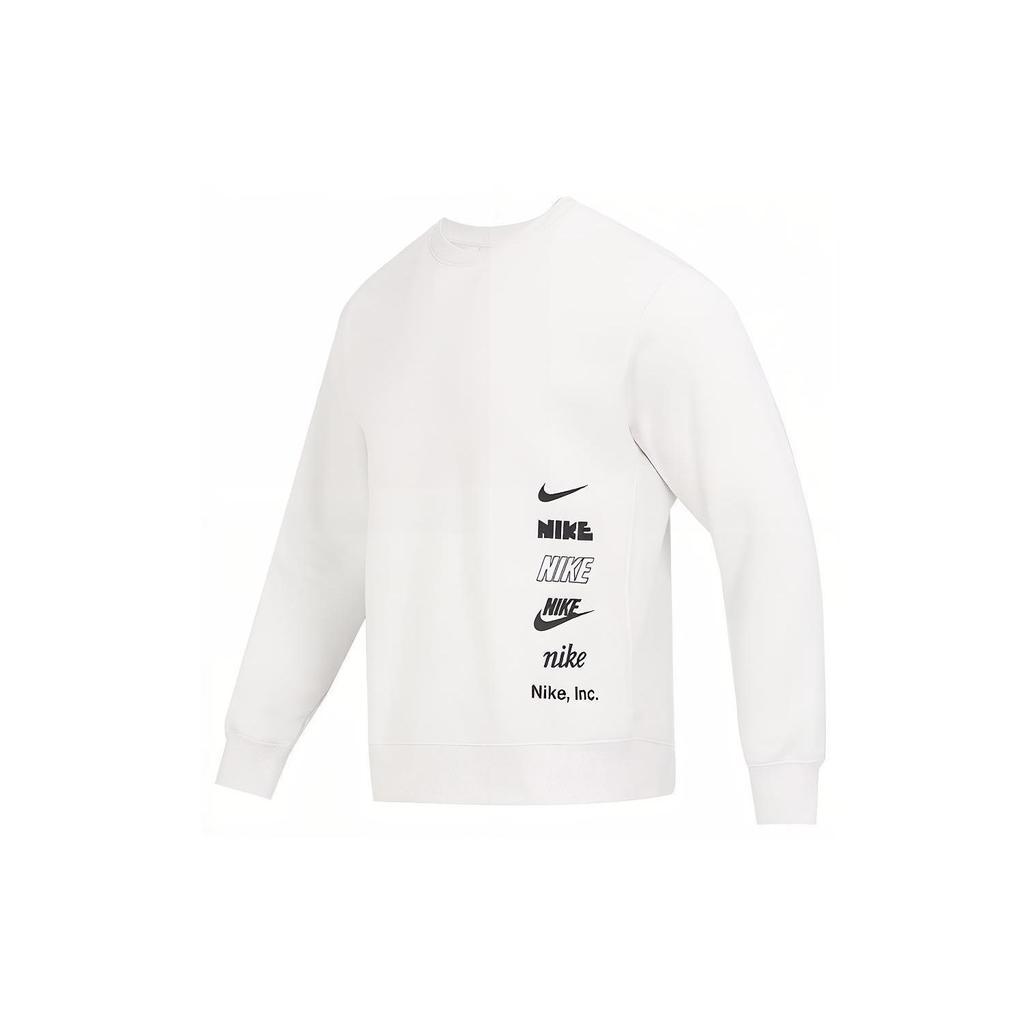 Nike Fleece Sport Casual Crew Neck Sweatshirt Men Tops White DX0782-030