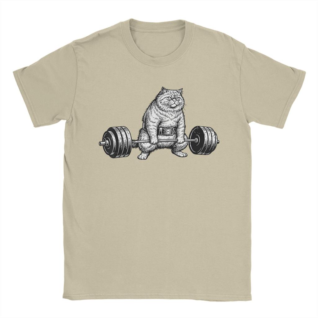 Retro Cat Deadlift Powerlifting TShirt Summer  Cotton TShirts For Men Hip Hop Casual Tee Shirt Short Sleeve Aesthetic Tees