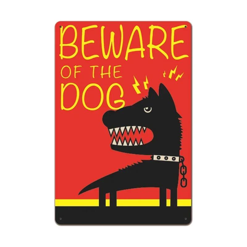 Retro Metal Tin Sign  Warning Dog  Vintage Wall Decor for Home Garden Cafe  Perfect for IndoorOutdoor Use  Rustic Poster Prin