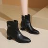 Herbst Winter Neue Damen Stiefeletten Sexy Spitzschuh Seitlicher Reißverschluss Mittelhohe Absätze Schuhe Frau Mode Büro Trend Moderne Stiefel