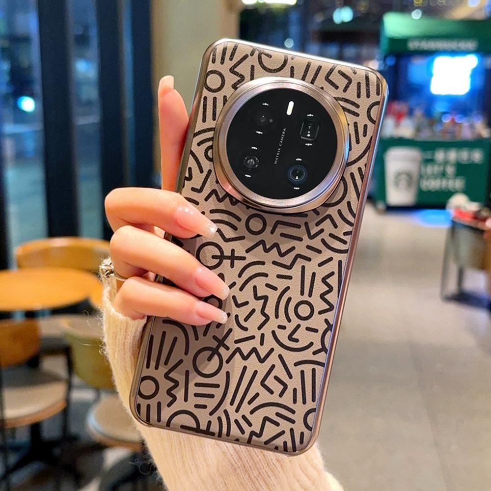 For Honor Magic7 Pro 5G Case Creative Doodle Leather Electroplated Phone Back Cover