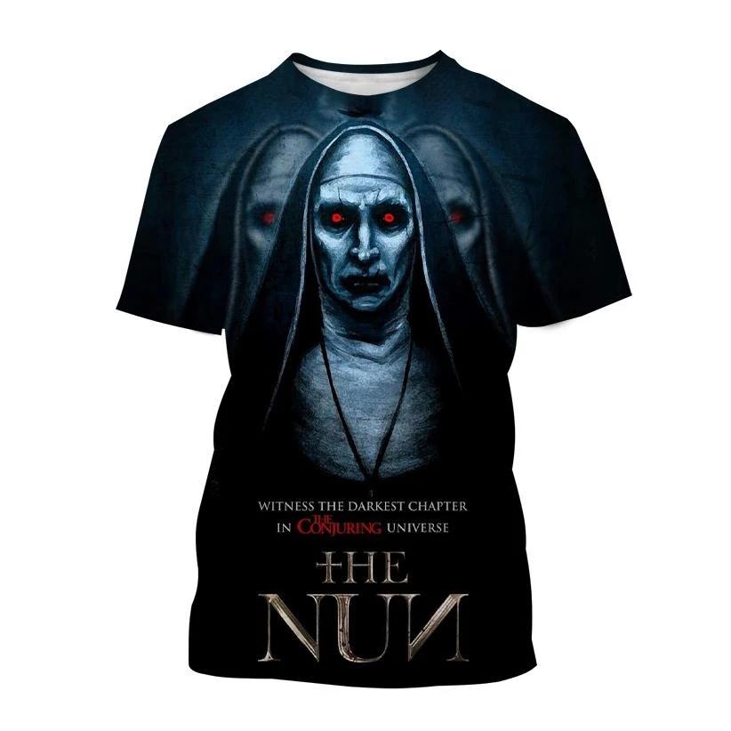 Halloween Fashion Ghost Valak Horror Movie Nun 3D Printed T-shirt Men's and Women's Holiday Tops Casual Tops for Children