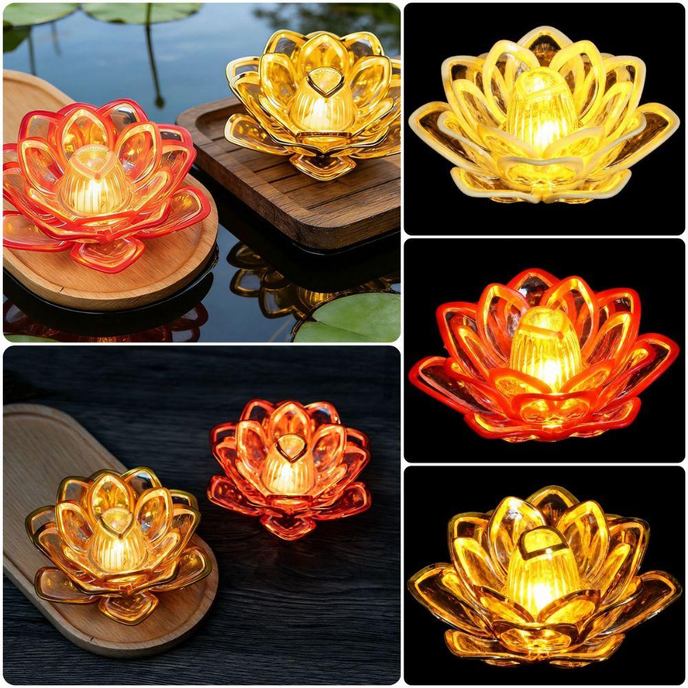 Soft Light Source LED Lotus Lamp Flicker Effect LED Candle Lamp Flameless Candle  Tabletop Display