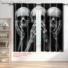 2pcs   Curtains Roller Blinds  print Black Skull Print 100% Polyester (without rod) Stuff Clearance Use for Bedroom