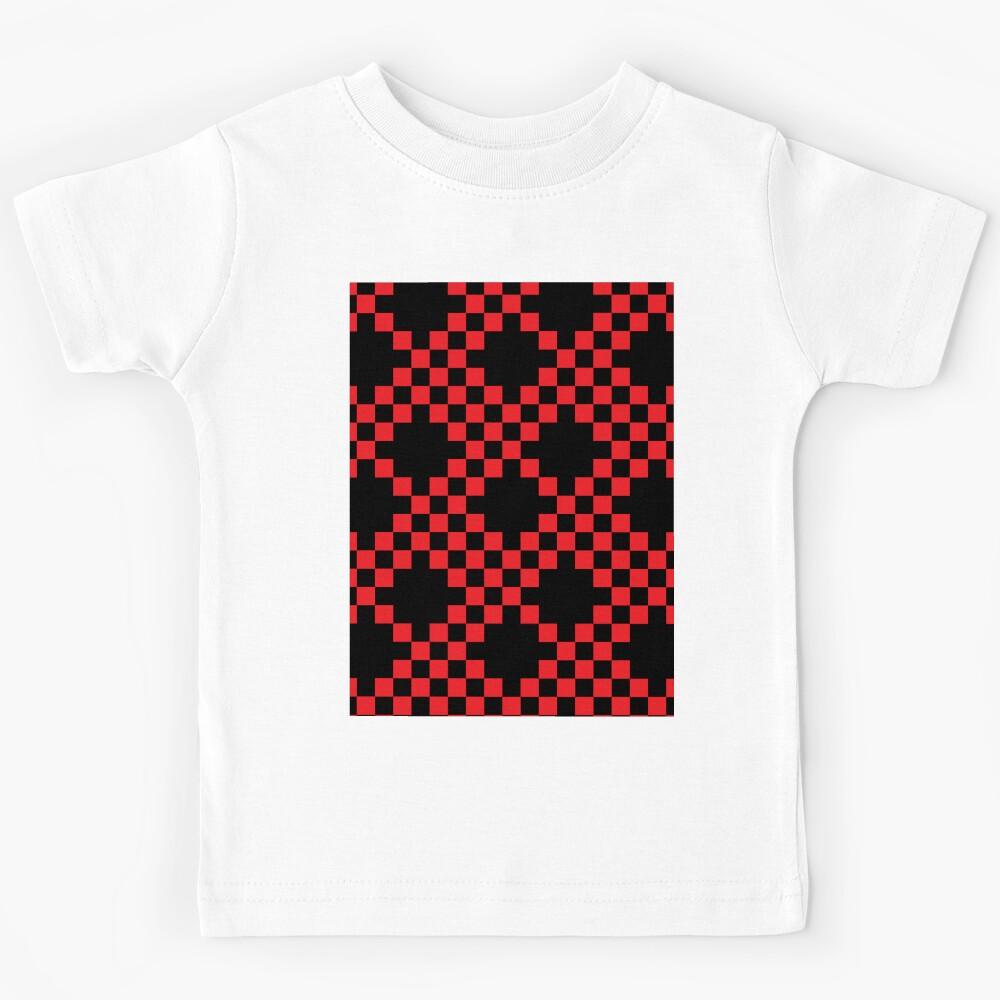 Black and Red Weave Pattern Kids T-Shirt 100