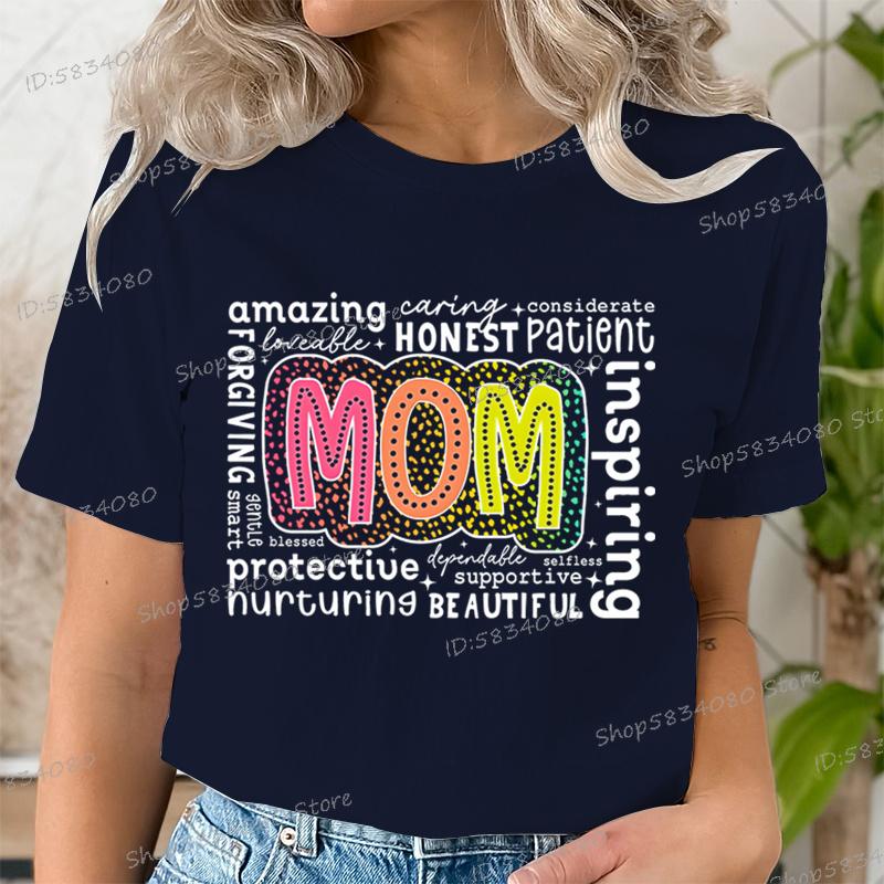 Retro Mutter Mode Lässige Oberteile Geschenk für Mama Lustige T-Shirts Muttertag Klassische Oberteile Mom Life Aufgedrucktes T-Shirt Damenbekleidung