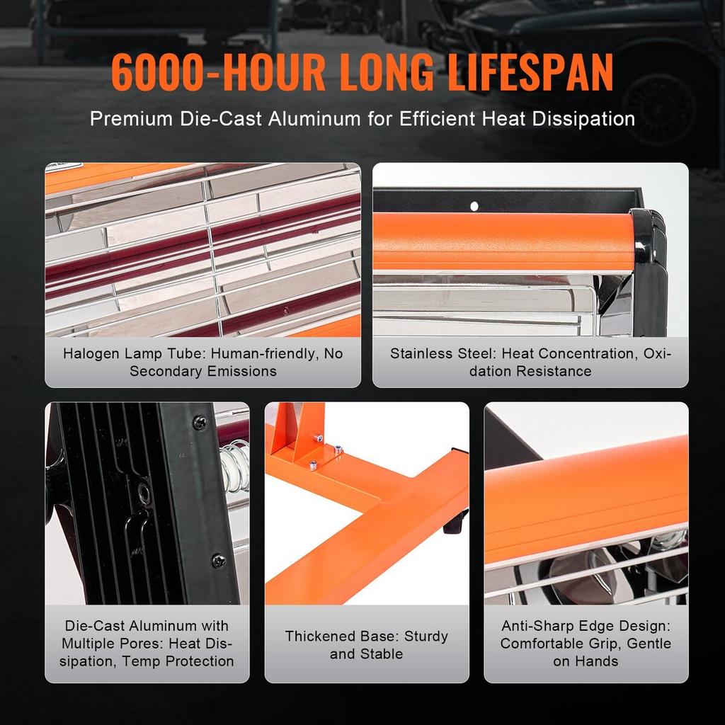 2200W High Power Infrared Paint Curing Lamp for Auto Drying Body Heating