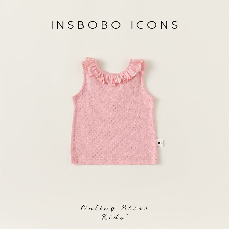 Insbobo Summer Clothes T-shirt Comely Ruffled Vest Sling Pink 100