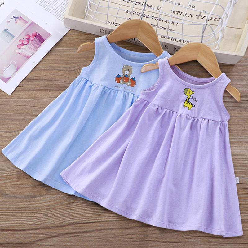 Хлопковый сарафан для девочек, летняя жилетка с милым принтом, юбка ...