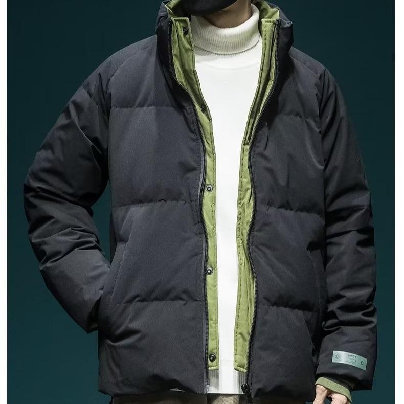 

Men s Winter Thickened Stand Collar Cotton Jacket: Trendy, High-Quality, Warm, Versatile Fake Two-Piece Outerwear. M