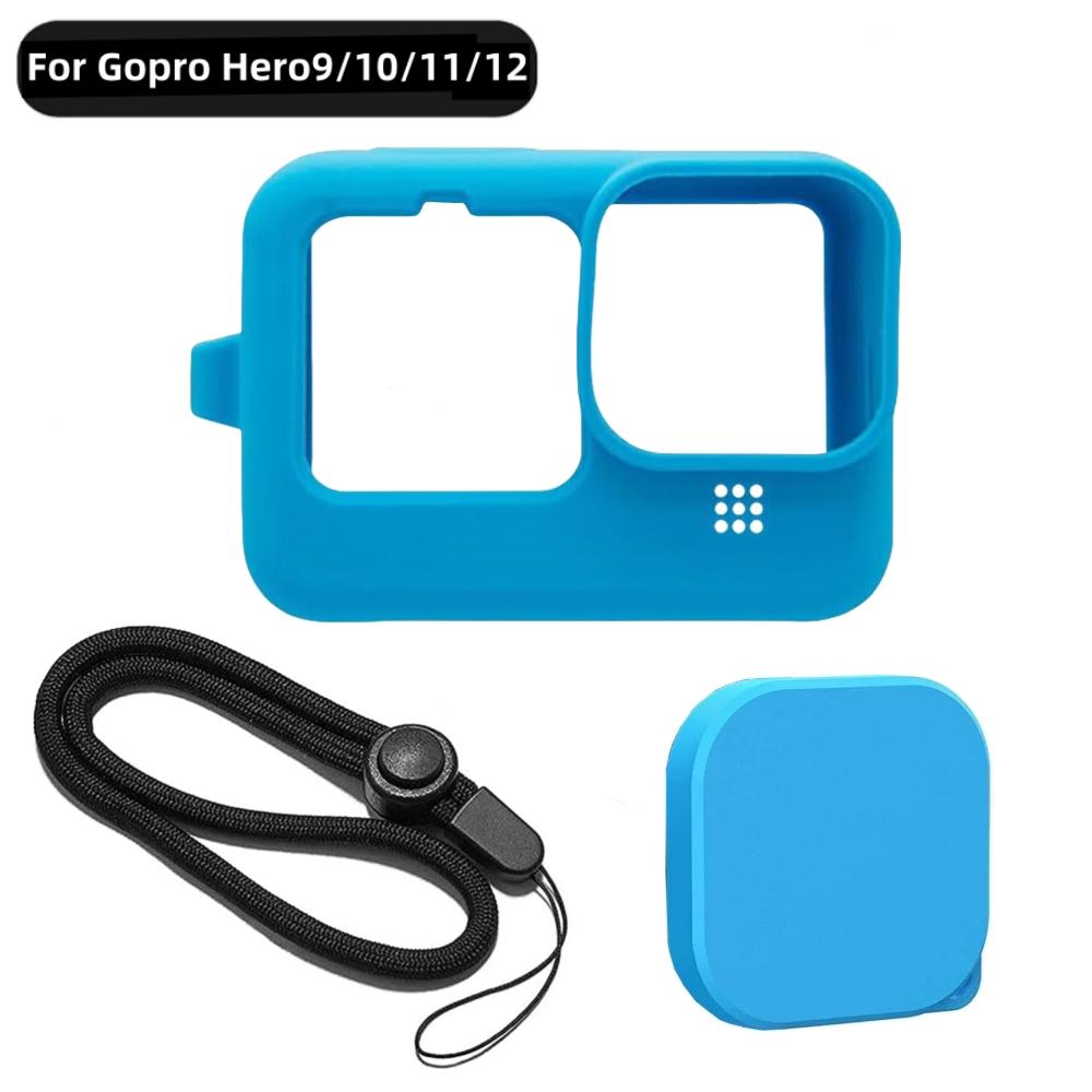 Silicone Case for GoPro Hero 12 11 10 9 Black Tempered Glass Screen Protector Protective Film Lens Cap Cover for Go Pro 11 Case