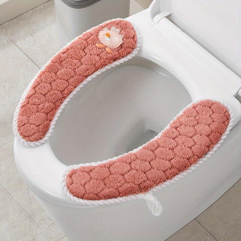 

Soft Toilet Seat Covers, Hook & Loop Fastener. Washable, Snug Fit & Durable. Universal Home Use for All Seasons. рожевий
