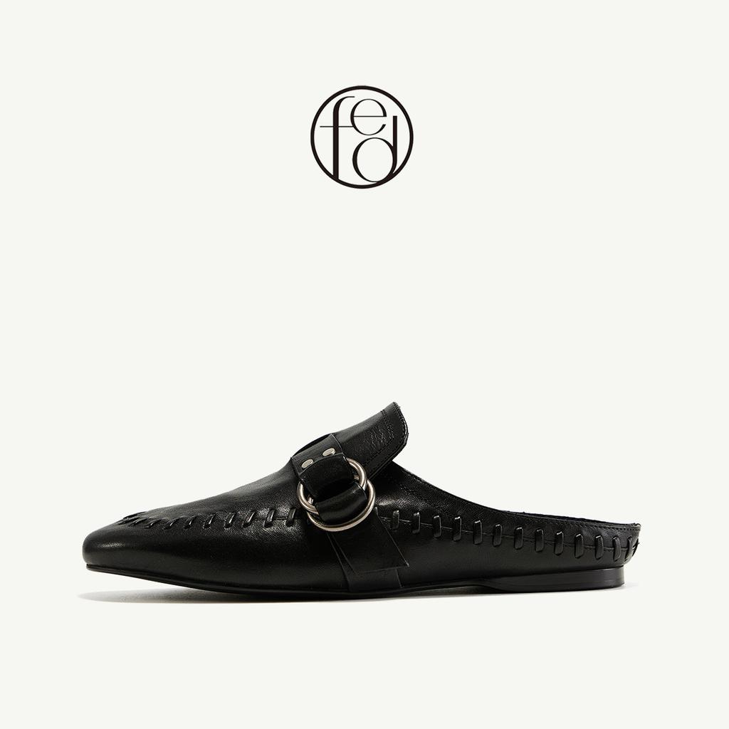 26 Spring/Summer New Women's Shoes Genuine Leather Retro Muller Lefu Shoes Half Slippers Women's Outerwear