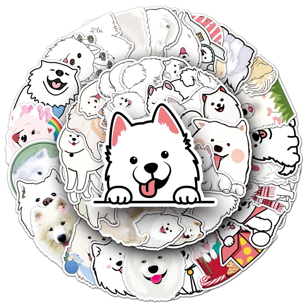 10/30/50pcs Kawaii Cute Samoyed Cartoon Stickers Cute Animal Dog Sticker DIY Water Bottle Phone Case Suitcase Decals Decoration