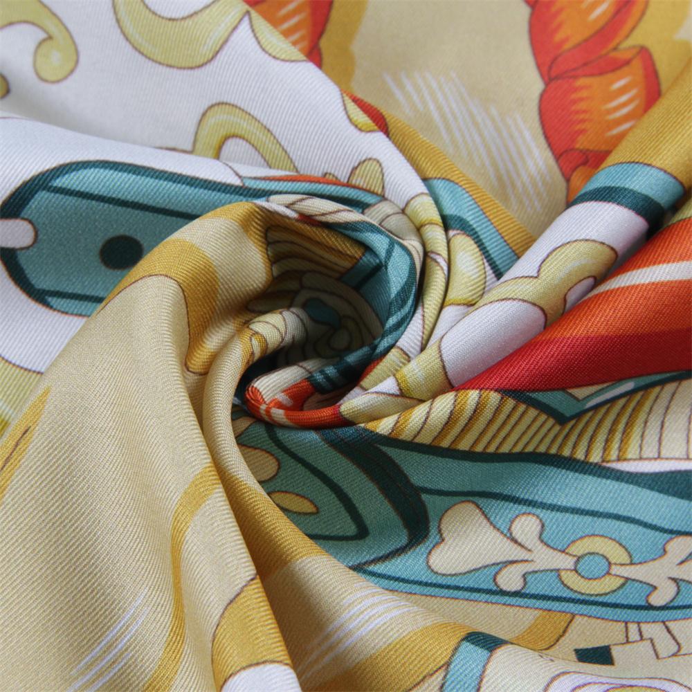 Silk Scarves Two Horse Printed Twill Silk Scarf Women Shawls Luxury Design Hijab Fashion Square Curled Scarf Neckerchief