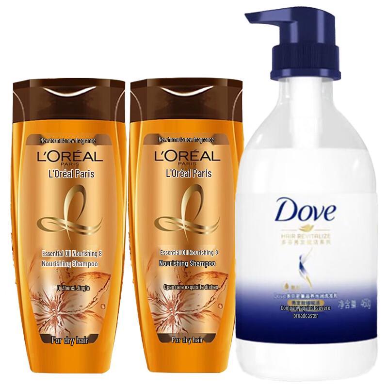 Набор: Питающий гель для душа Dove и Шампунь с маслом L Oréal