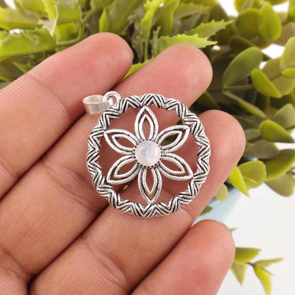 Rainbow Moonstone anheng Edelstenssmykker, 925 solid sterling sølv anheng, håndlaget vakkert smykkeanheng