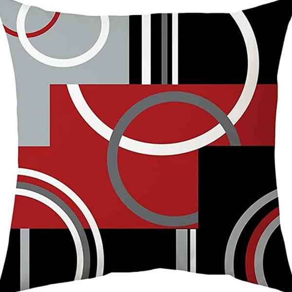 Popular Simple Geometric Abstract Red Black Striped Sofa Cushion Pillow Case Home Removable Washable
