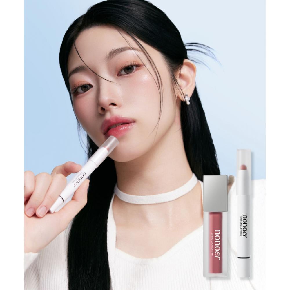 Nonoer [2 шт.] Nonore Карандаш для губ Over Dew + Блестящий тинт для губ Выберите 2 из 9 102 silhouette sand/009 Hoppy Ruby
