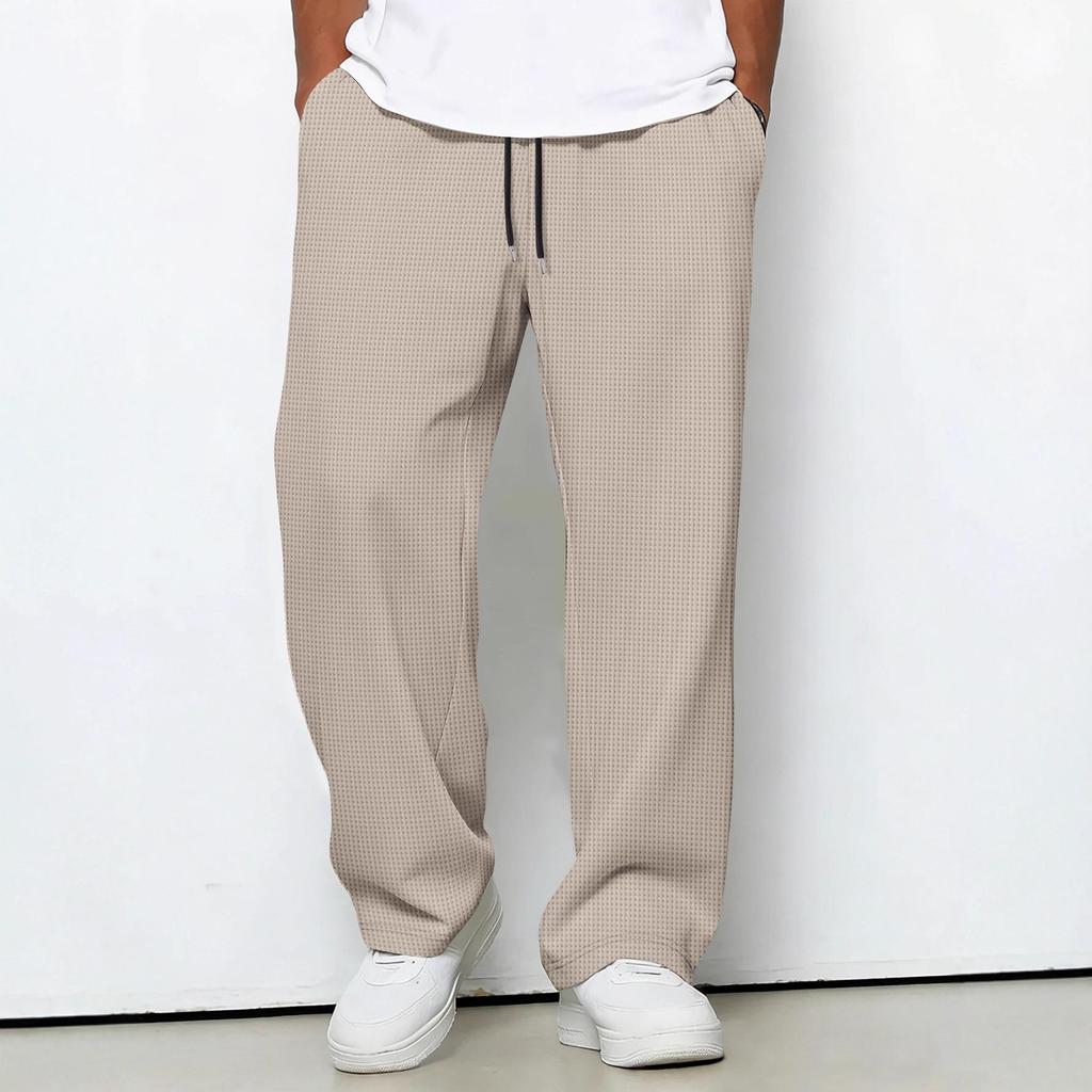 Four Seasons Solid Color Rope Waist Casual Sports Pants