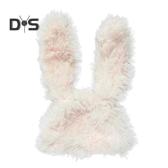 

Зимняя плюшевая шапка в форме мультяшного кролика с длинными пушистыми волосами, реквизит для фотосъемки, сохраняющий тепло, защищающий от ветра и холода головной убор розовый